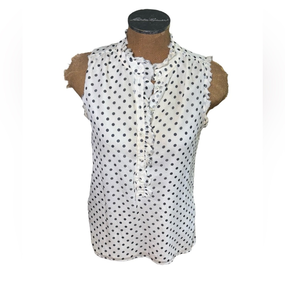 J. Crew Silk Polka Dot Sleeveless Top - Cream and Black Size 6